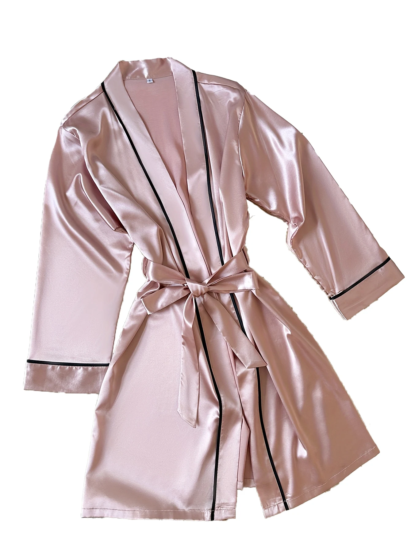 Elegant Women Sleep Robe V Neck Self Tie Waist Belt Loose Pajamas Casual and Comfortable Bedroom Bathrobe Loungewear Nightwear - 6