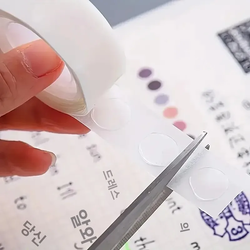 5롤/10롤 투명 도트 양면 테이프, 롤당 100매, 벽에 안전하고 잔여물 없음, 스크랩북/포스터 부착/아이템용