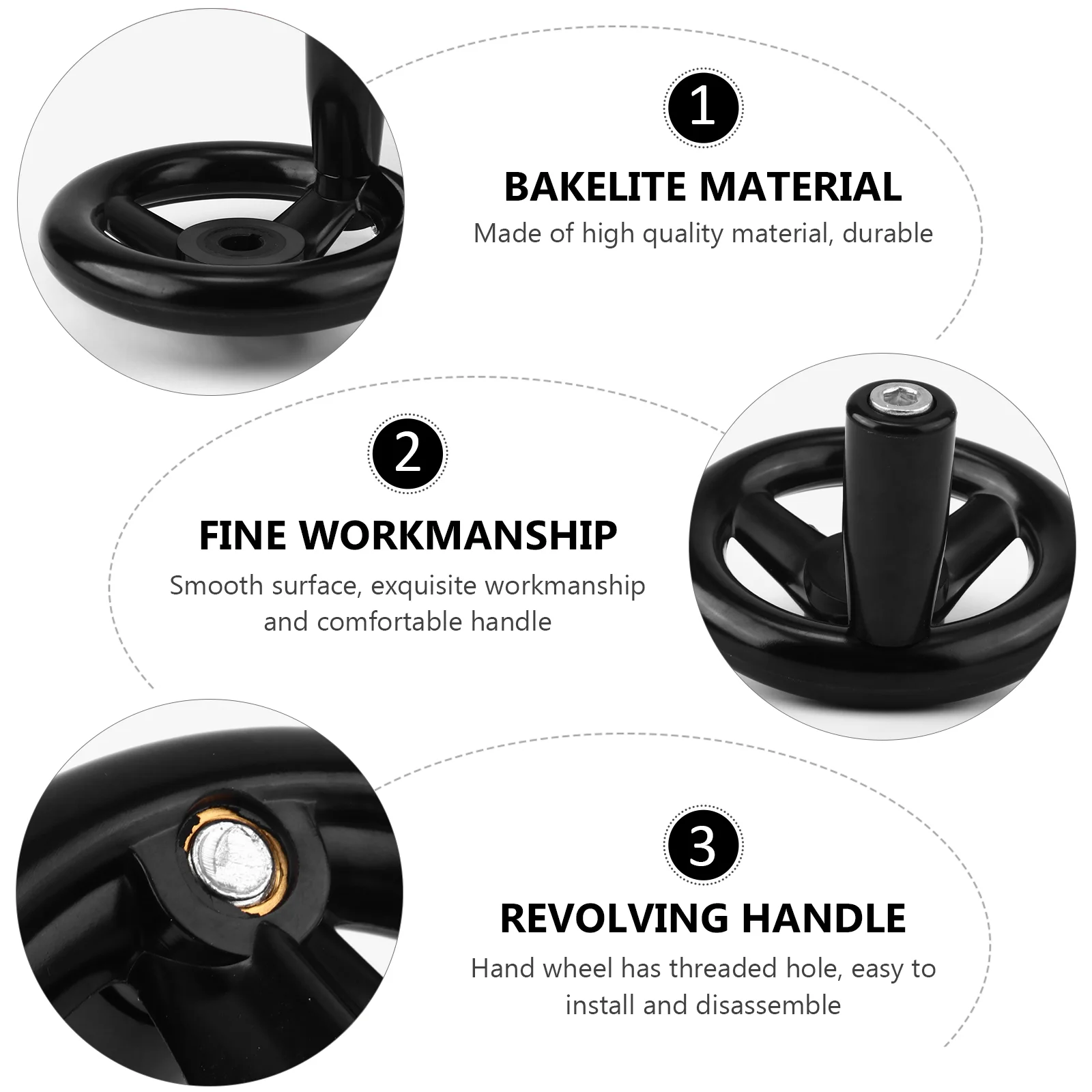 Round Hand Wheel Hand Crank Revolving Handle 3 Spoke Bakelite Crank for Disassemble cnc handwheel mounting crank handles