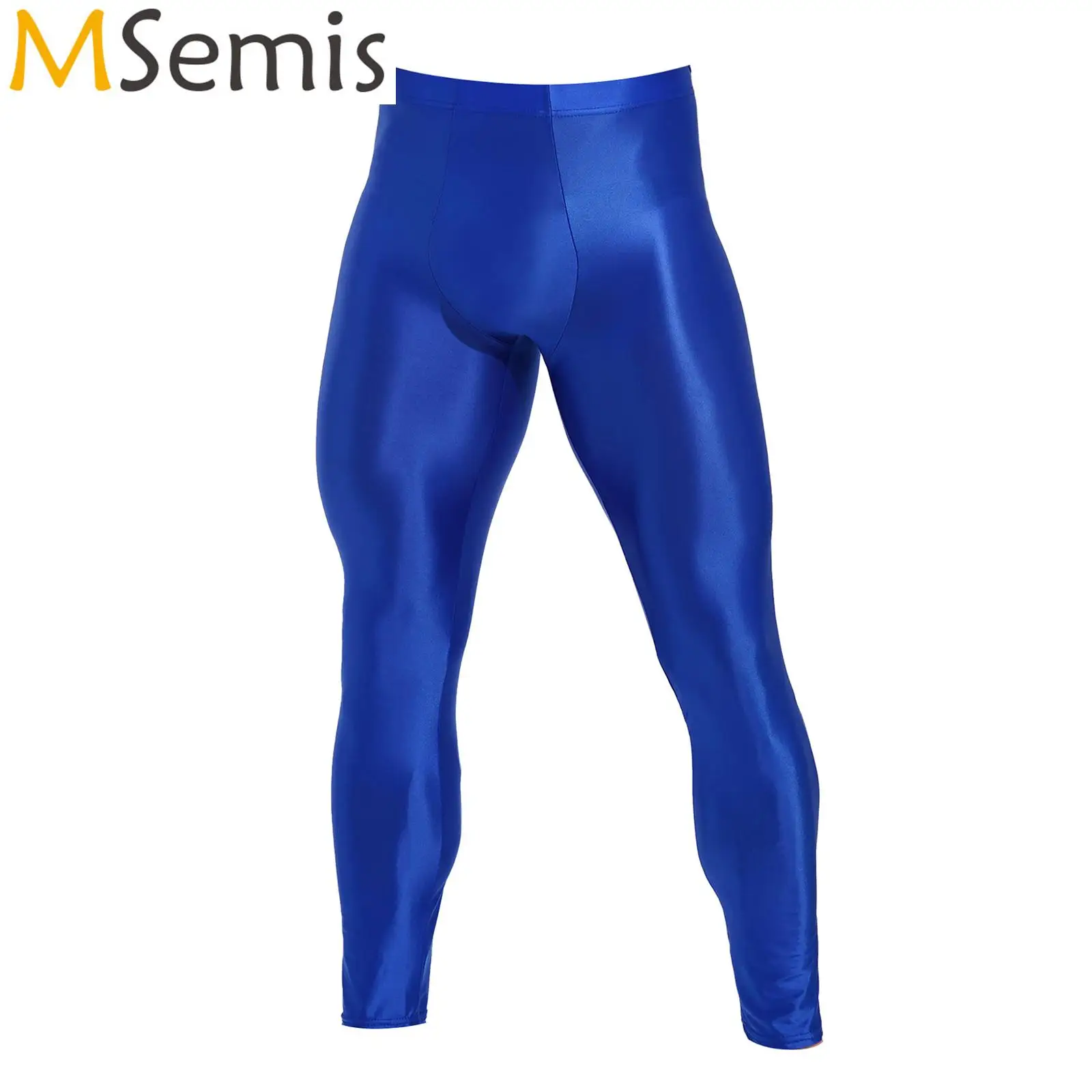 Sexy Men Stain Oil Shiny Pants Bulge Convex Pouch Tights Men Trousers  Leggings Yoga Smooth Pencil Pants Capris Candy Color - AliExpress