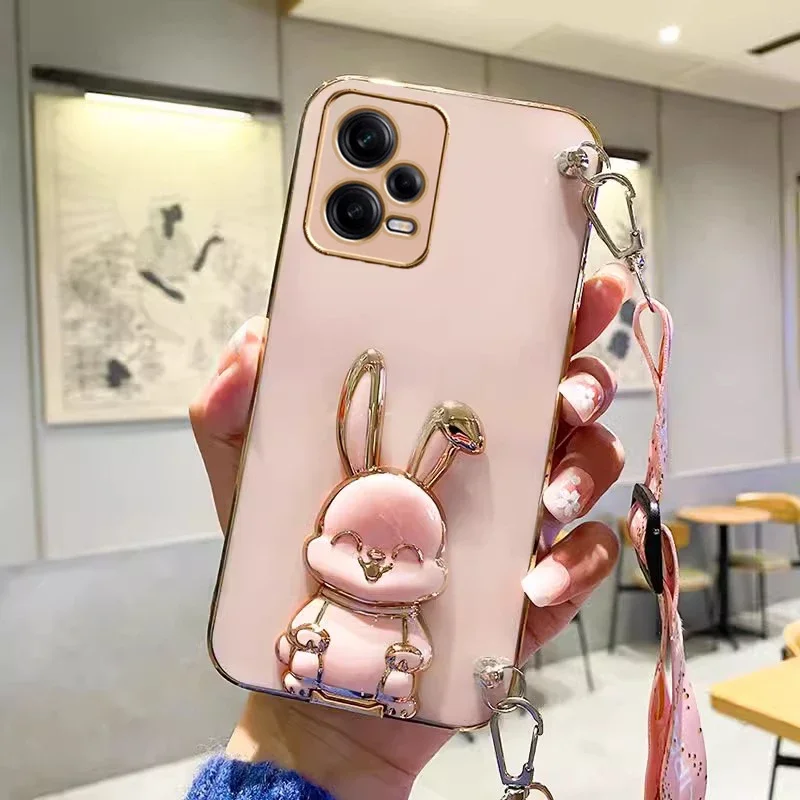 thumbnail image 1 of Crossbody Lanyard Rabbit bracket Plating Case for Xiaomi Redmi 12C 12 10 10C 10A 9 9C 9A 8A 8 7 13C Cover, 1 of 5
