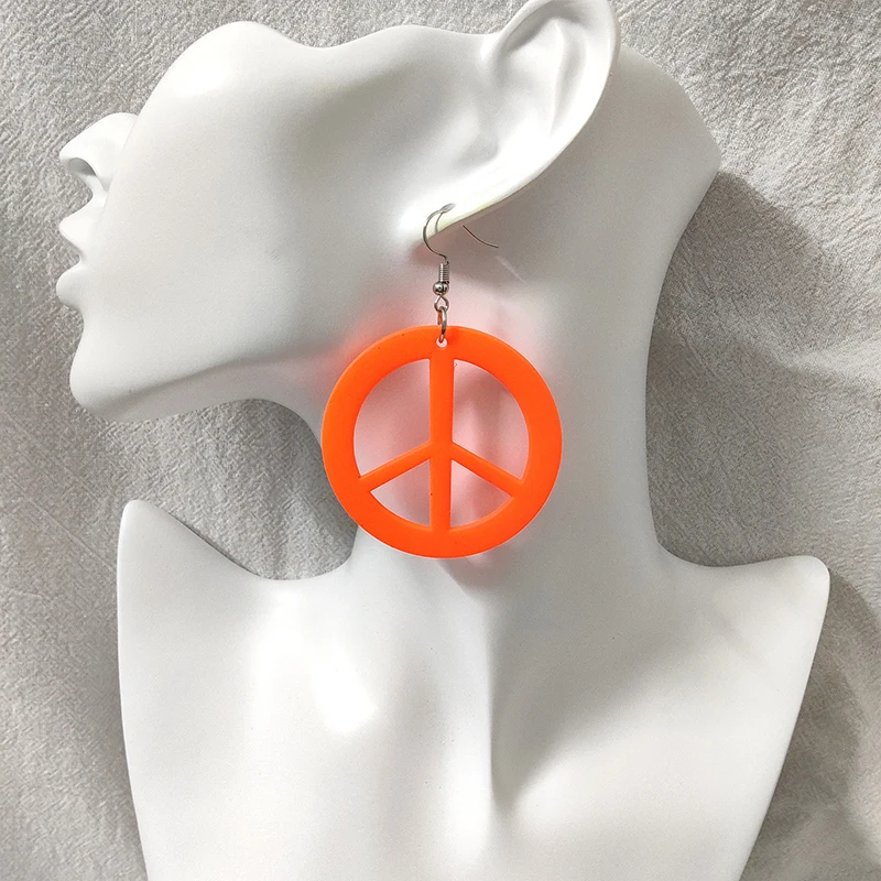 Voikukka Jewelry 2022 New Product Acrylic Pendant Anti War Logo Peace Pattern Fashion Dangle Earrings For Women Gifts 6