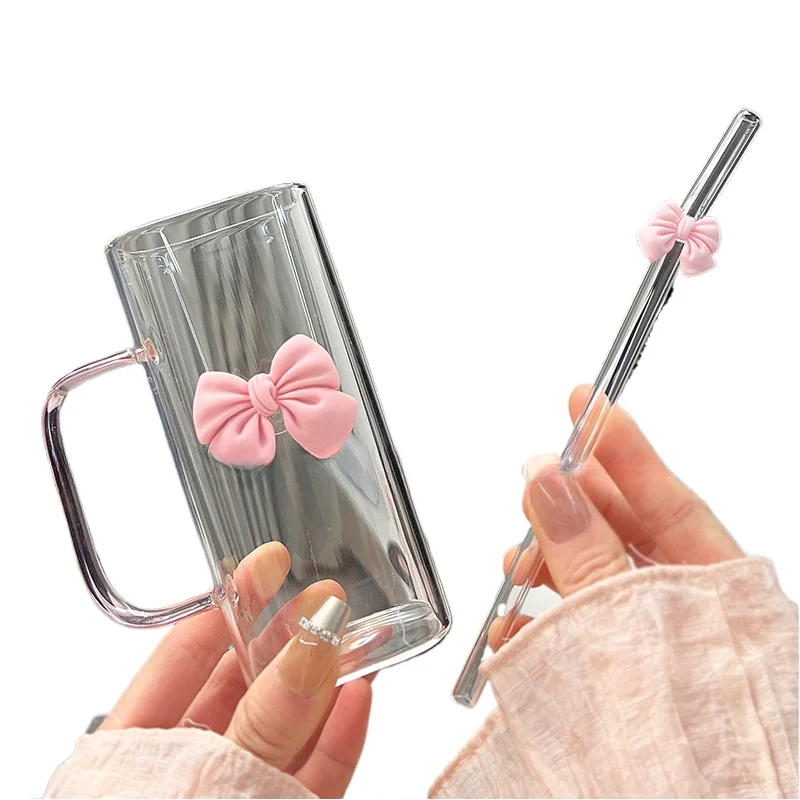 Iced Coffee Cup with Straw Cute Glass Mug for Summer Drinks Home Drinkware Tumbler Gift for Any Occasion Stylish Beverage