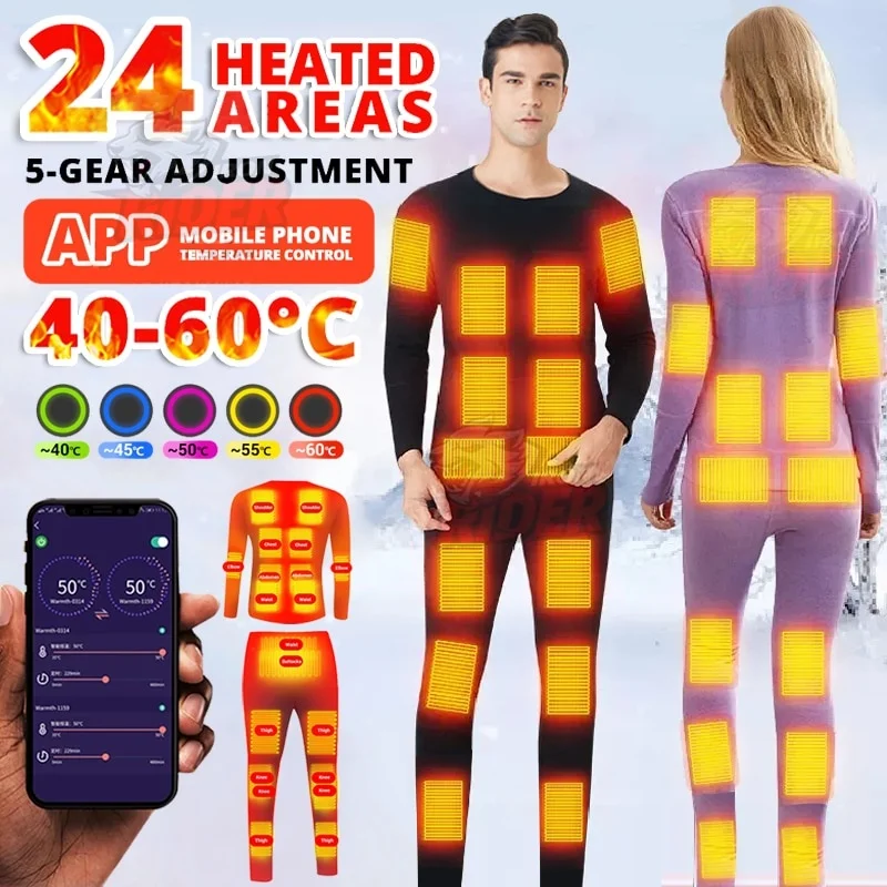 

Motorcycle Jacket Winter Heated Underwear Suit Smart Phone APP Control Temperature USB Battery Powered Fleece Heated Jakcet