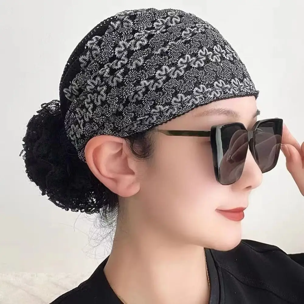 

Lace Muslim Headscarf Cap Elegant Soild Color Acrylic Fibers Turban Headband Women