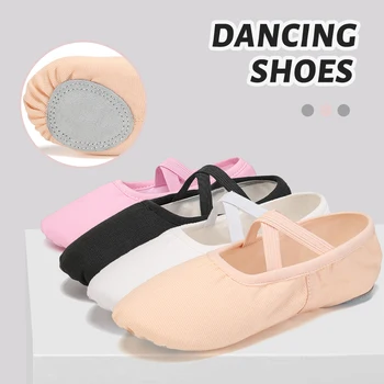 Scarpe da balletto da donna Pantofole da ballo per ragazze Suola divisa Ginnastica Scarpe da ballo per yoga Scarpe da ballerina per bambini in tela per adulti 1