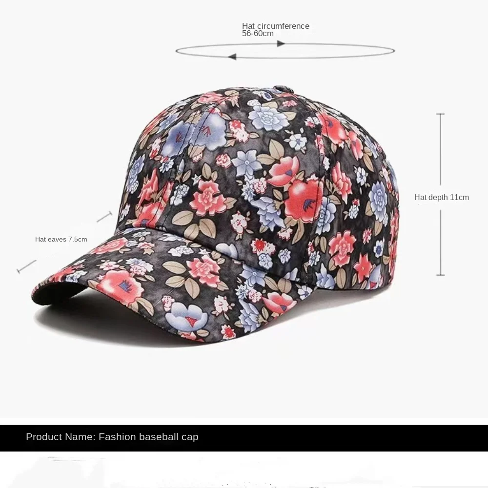 Adjustable Cotton Baseball Caps Fashion Floral Print Breathable Elegant Visors Cap Casual Vintage Peaked Cap Women