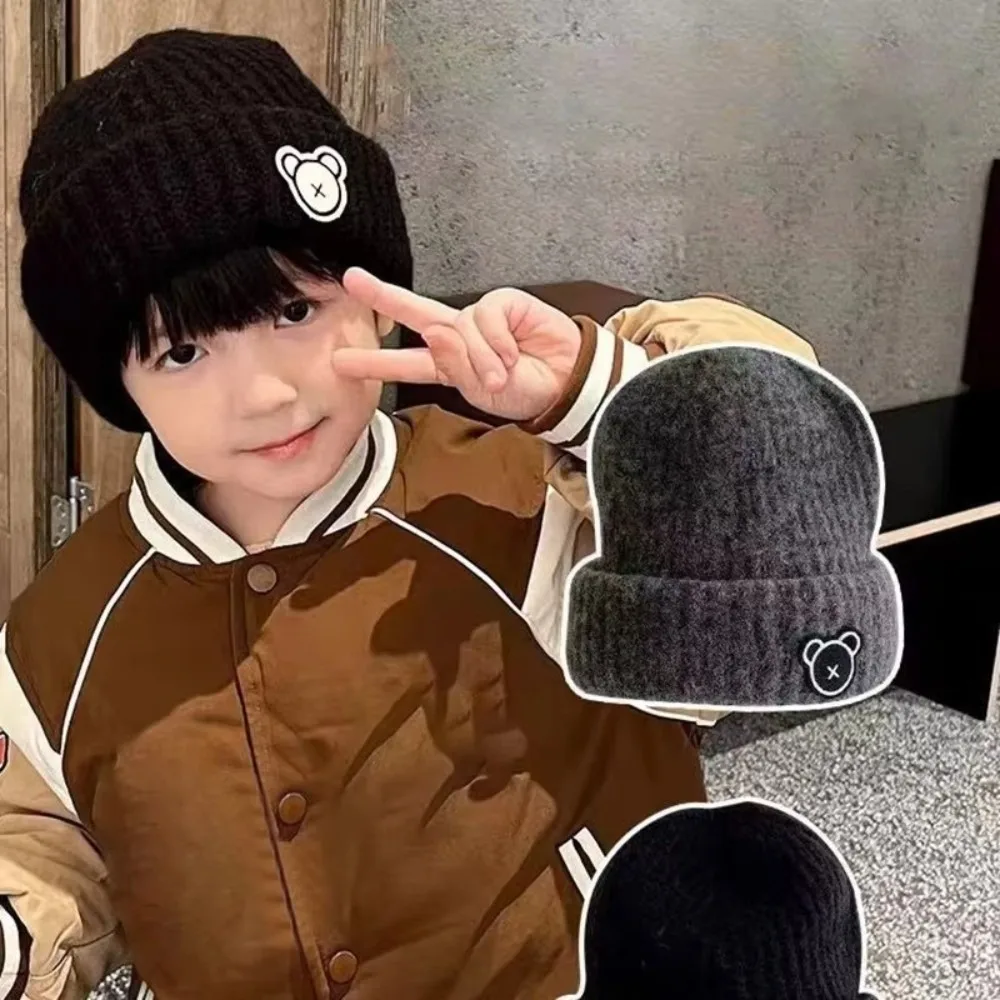 Polyester Knitted Winter Hat for Kids Boys Girls