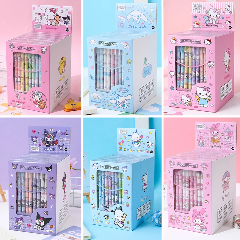 

24/144pcs Sanrio Erasable Neutral Pen Hello Kitty Kuromi Cinnamoroll Student Gel Pen Office Stationery School Supplies Wholesale