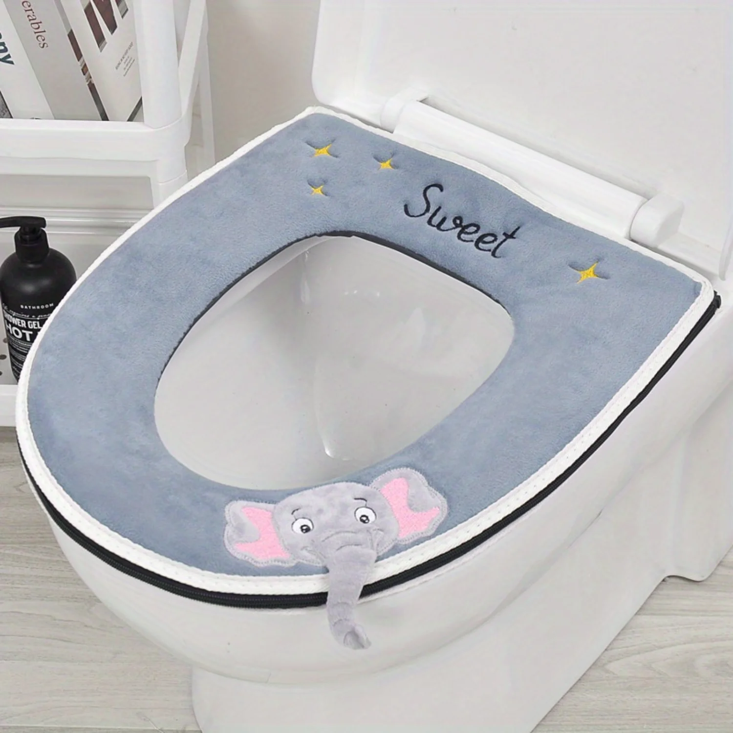 Zipper Style Toilet Seat Cover Three-Dimensional Cushion Bathroom Comfort Upgrade