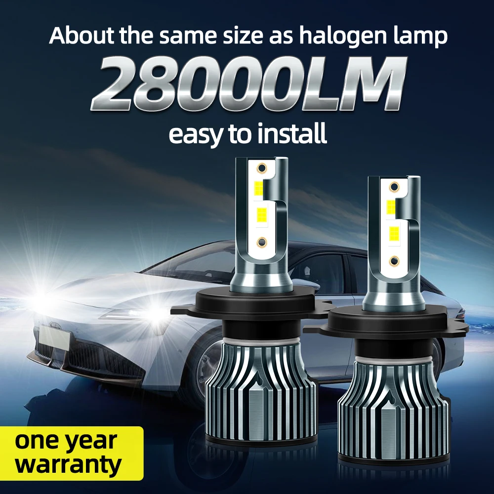 고출력 선풍기 냉각 LED 헤드라이트, H1 자동차 램프, 12V, H11, H8, ..