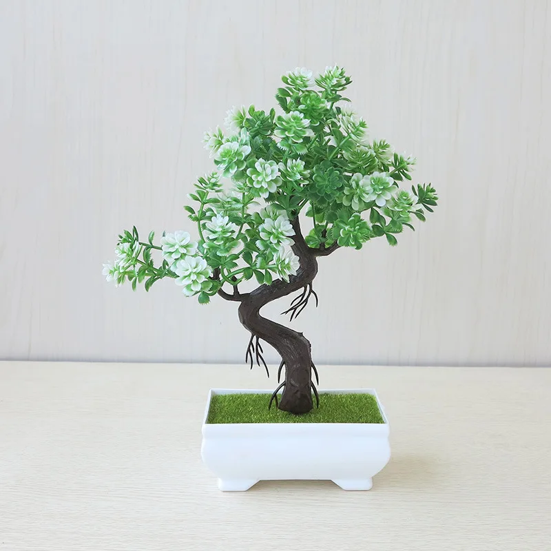 Artificial Bonsai Tree with Potted Flowers - Decorative Arrangement