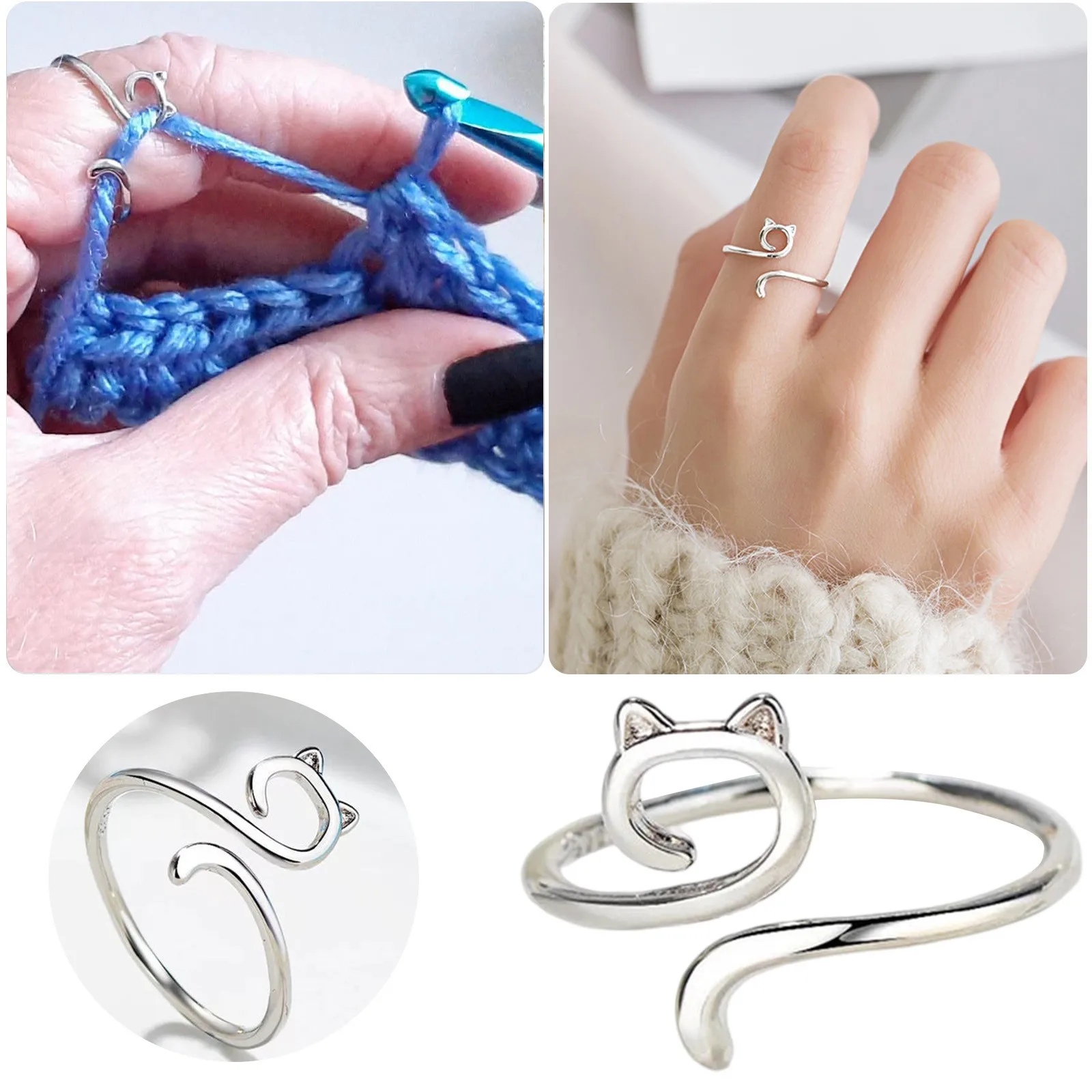 1/2Pcs Adjustable Crochet Finger Ring Tension Ring Open Yarn Guide Finger  Clip Knitting Finger Wear Yarn Tools Sewing Accessory - AliExpress