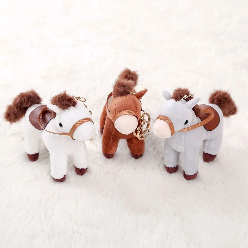 Chinese Style Vintage Pony Keychain Mascot PP Cotton Cartoon Animal Stuffed Comfortable Portable Chinese Horse Keyring