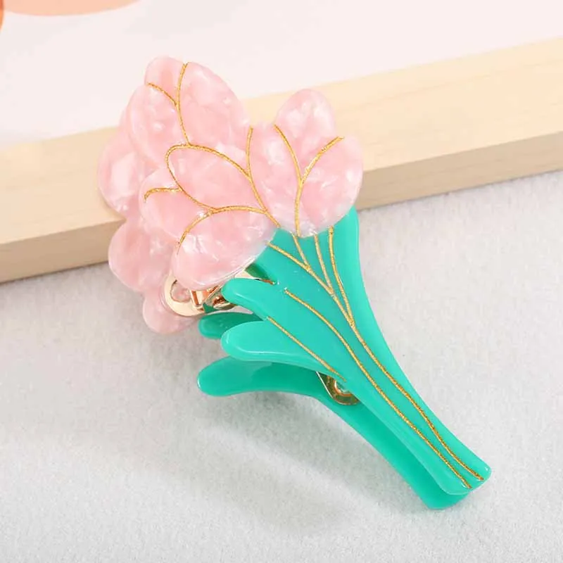 2021 New Design Colorful Acetic Tulip Daisy Hair Clip Claws Flower Hairpin for Women Makeup Bath Hair Accessories black head scarf Hair Accessories