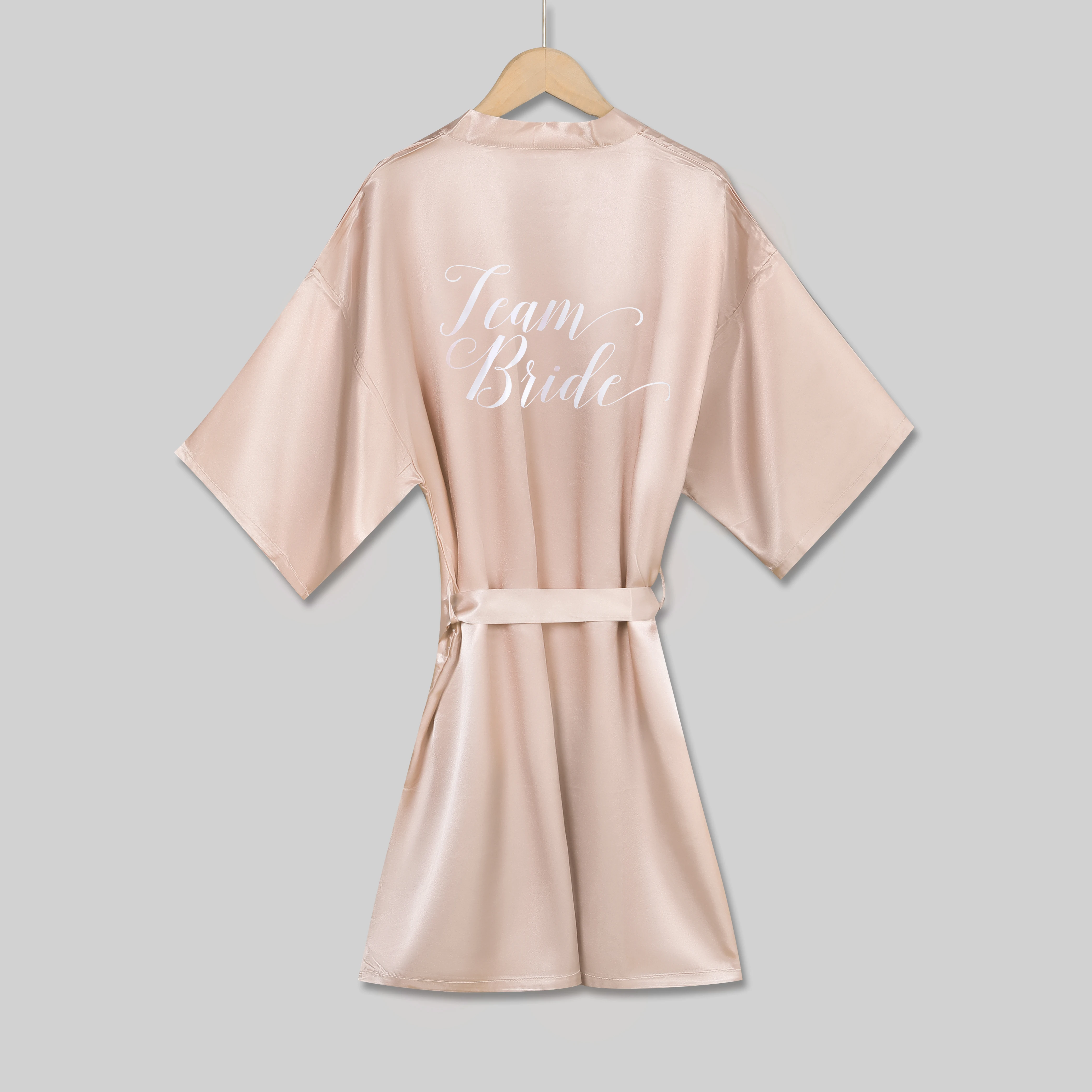 1pc team bride robe satin women wedding party bridal champange pink short kimono robes