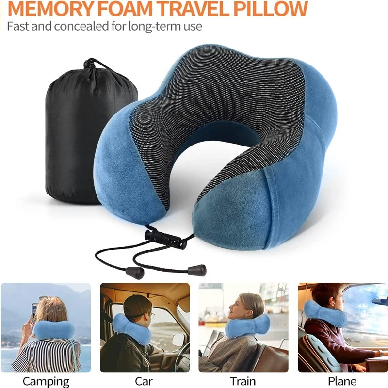 Cuscino per il collo in Memory Foam a forma di U cuscino da viaggio morbido  massaggio biancheria da letto sanitaria cervicale per il riposo del sonno  auto aereo e uso domestico