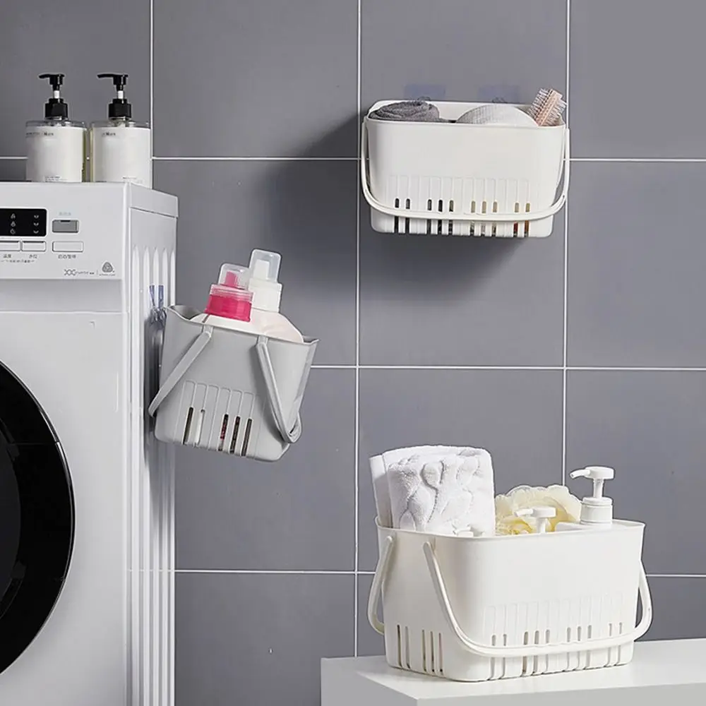 Plastic Handheld Bath Basket Space Saving with Handle Sundries Collection Basket Large Capacity Drain Bath Kitchen shower caddy basket
