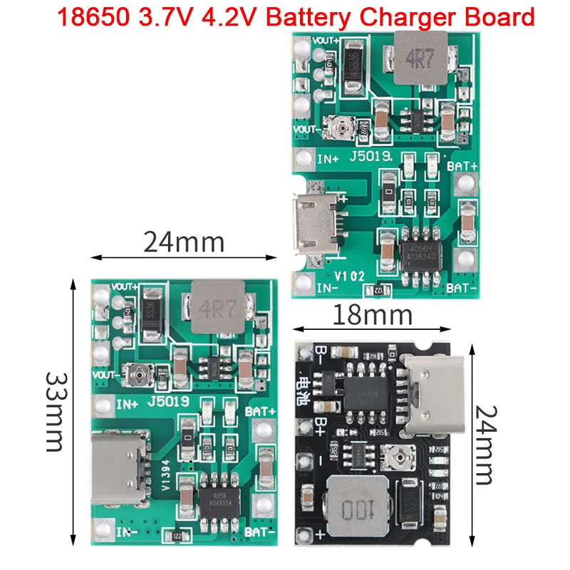 3.7V 9V 5V 2A 조정 가능한 스텝 업 모듈 18650 리튬 배터리 충전 방전 통합 모듈 충전기 액세서리