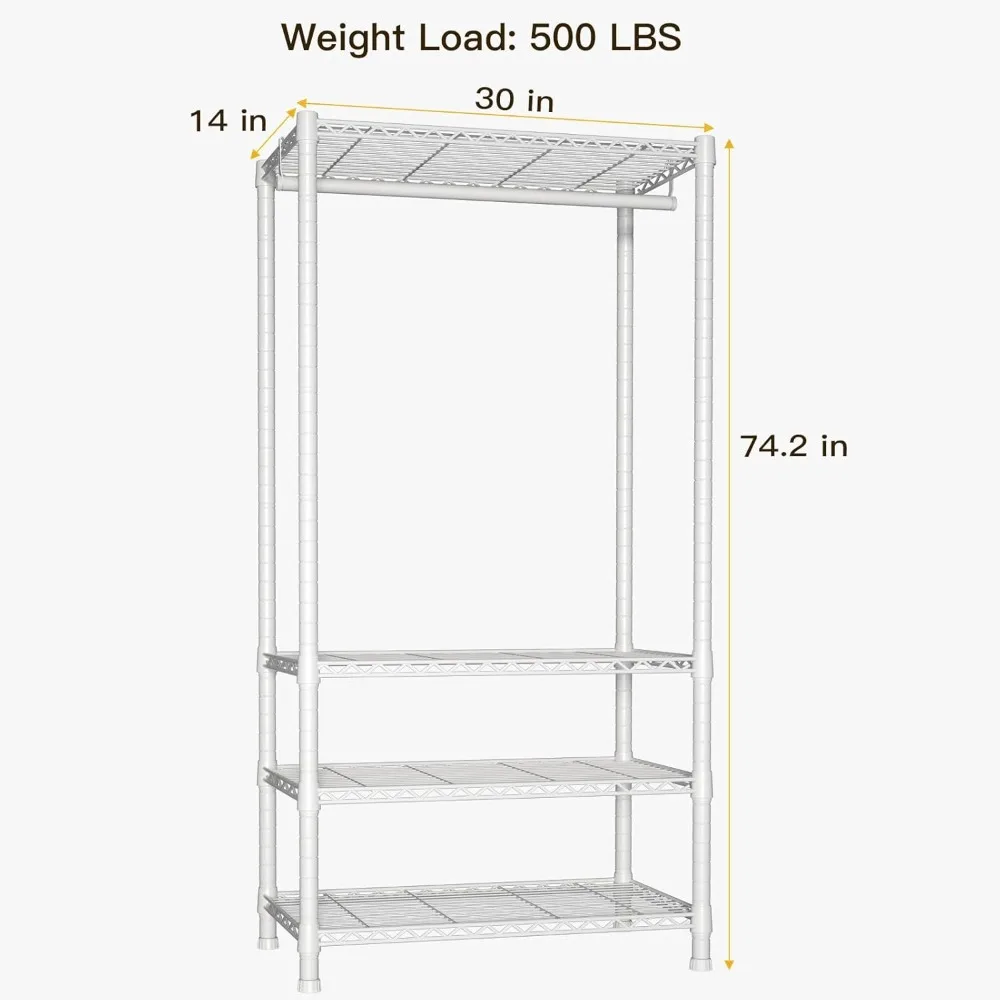 4-Tier Freestanding Garment Rack Suit for Small Space and Corner, Closet Organizer System Portable Closet Wardrobe 3