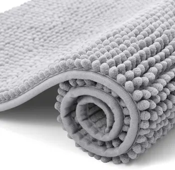 Olanly Chenille tapis de salle de bain Ultra doux absorbant bain tapis antidérapants lavable tapis de douche épais en peluche microfibre tapis de sol 1