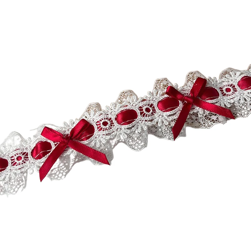 100cm French Lolita Bow Pleated Lace Trim Ribbons For Dress Clothing Curtains Decor Crafts Diy Sewing Accessories Party Supplies