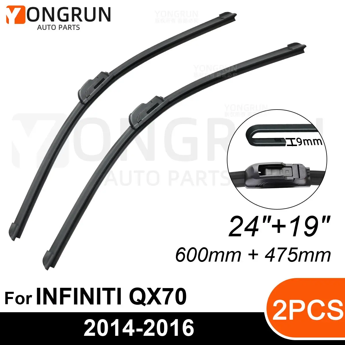 

Front Wipers For INFINITI QX70 2014-2016 Wiper Blade Rubber 24"+19" Car Windshield Windscreen Accessories 2014 2015 2016