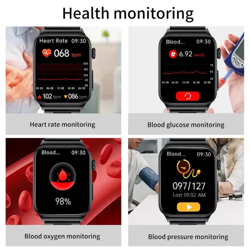 남성용 혈당 모니터 건강 스마트 워치, ECG 및 PPG 혈압 측정, IP68 방수 스포츠 스마트 워치, 2023 신제품 2