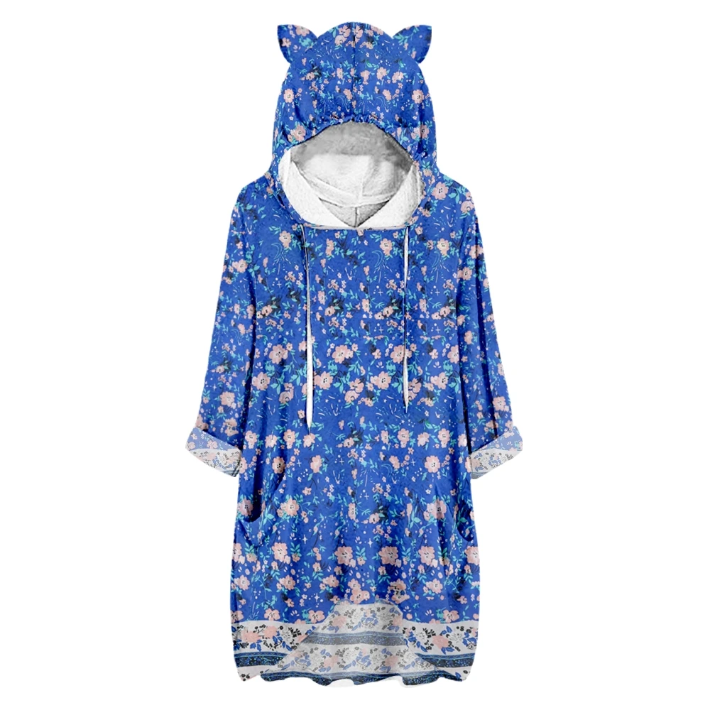 

Женская Толстовка свободного покроя с цветочным принтом и коротким рукавом