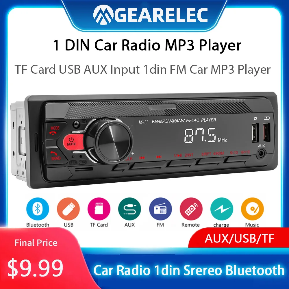 

Car Radio 1 Din Bluetooth Autoradio Stereo 12V MP3 Audio Player In-dash AUX/FM/USB/BT Support Find Car Voice Assistant
