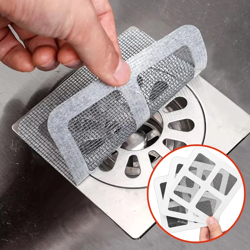 6-40pcs Disposable Hair Catcher for Shower Mesh Drain Covers Floor Sink Strainer Filter Mesh Sticker Bathroom Accessories