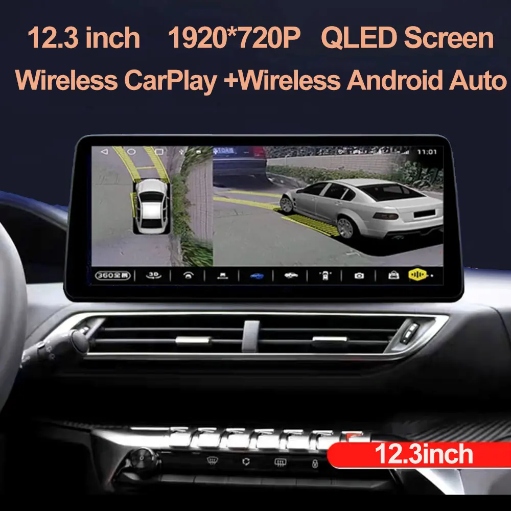 

For Peugeot 5008 4008 3008 2017 2018 2019 2020 12.3INCH 2 Din Car Multimedia Player WIFI FM GPS Head Unit With Frame Auto Stereo
