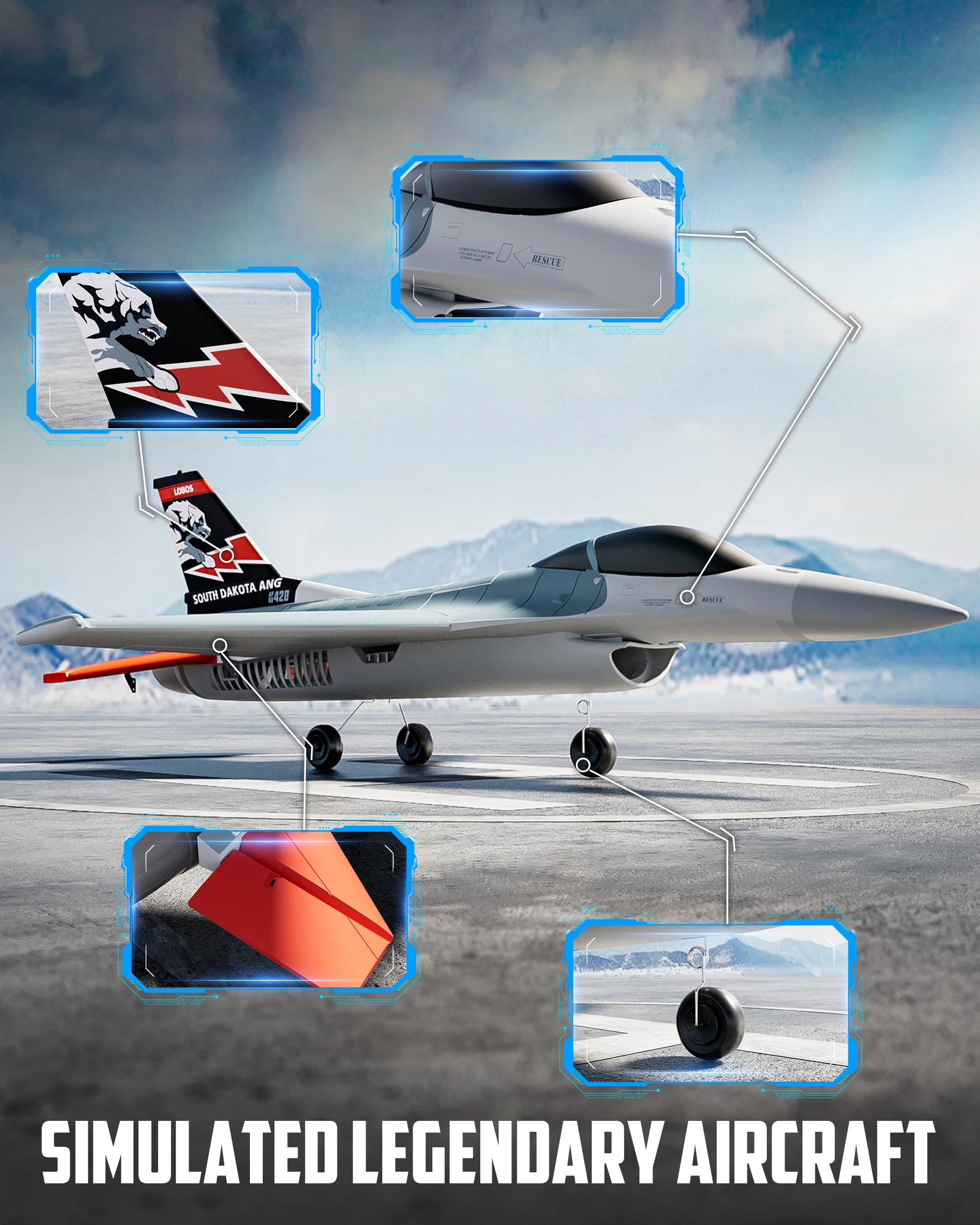 Avion RC F16 Blanc 132.69€ - Hélicoptères RC