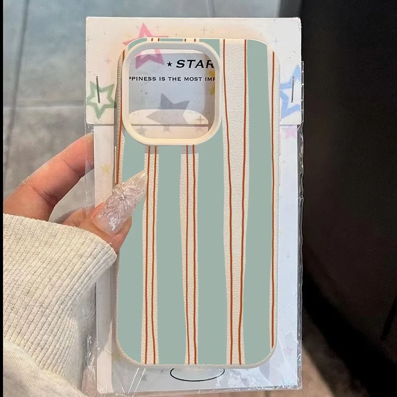 Luxury Striped Lichee Leather Pattern Shockproof Phone Case Cover