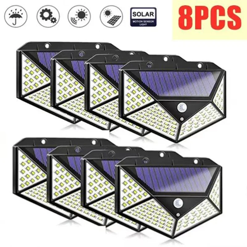 

2/4/6/8Pcs 100 LED Solar Wall Lights Outdoor Solar Lamp PIR Motion Sensor Solar Powered Sunlight Street Light for Garden Light