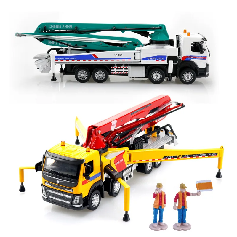 1:50 Alloy Car Model Diecast Engineering Car Metal Concrete Pump Truck Toy Acousto-optic Adult Ornaments Kids Christmas Gift