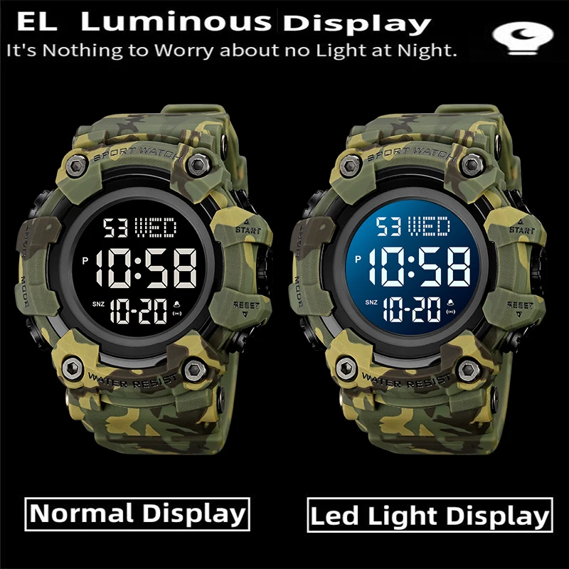 Skmei Men's Military Watches Fashion Big Dial Digital Wristwatch Luxury Outdoor Sports Dual Time Led Waterproof Alarm Clock 4