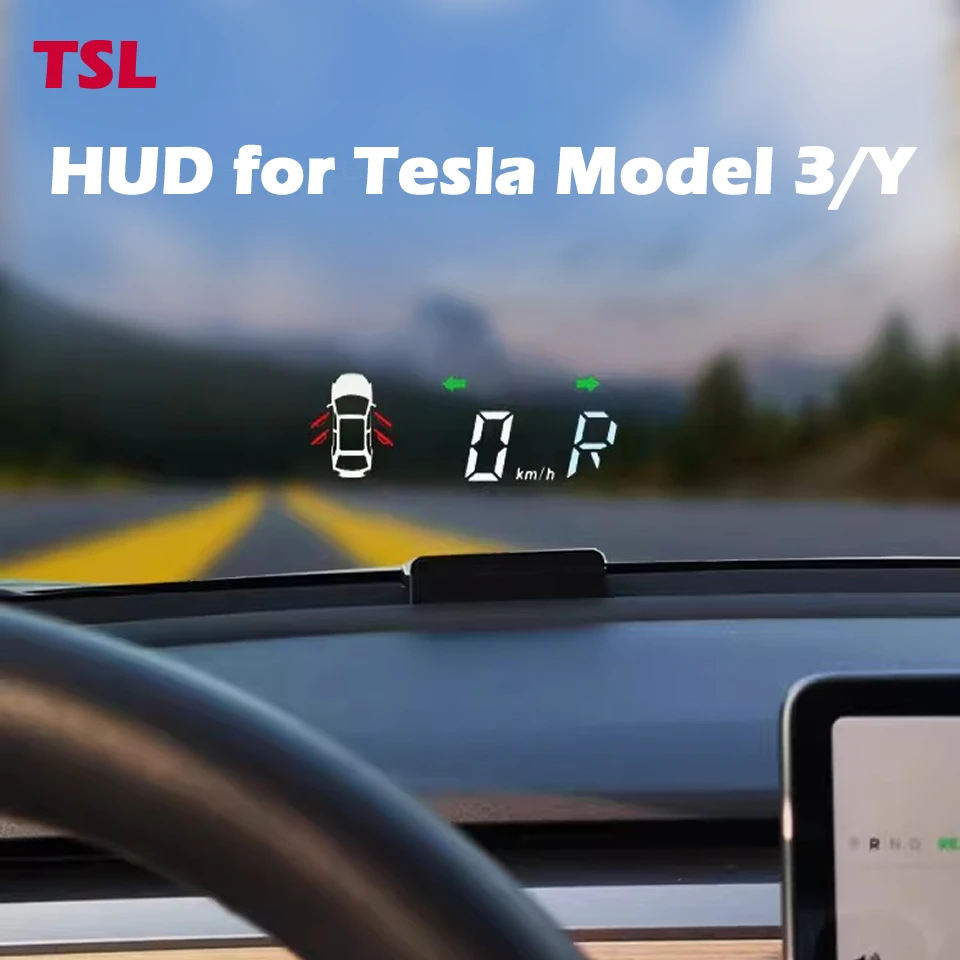 

TSL HUD for Tesla Model 3/Y Data-Synchronous Head Up Display Windshield Speed Projector Speedometer with Battery Indicator