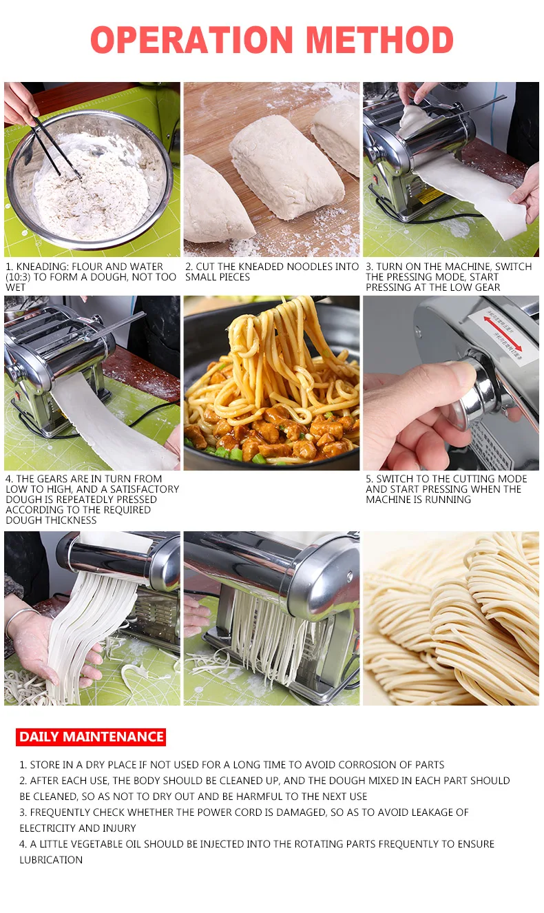 Description Picture 6 of item4 Blades Household Pasta Machine Dumpling Wonton Skin Dough Mixer Rolling Machine Farfalle Pasta Maker Electric Noodles Maker