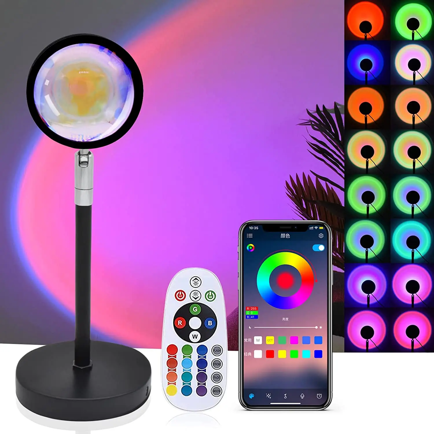 Sunset Lamp RGB 16 Colors APP Remote Control Atmosphere Projection Led Night Light For Home Bedroom Shop Background Decoration hatch night light Night Lights