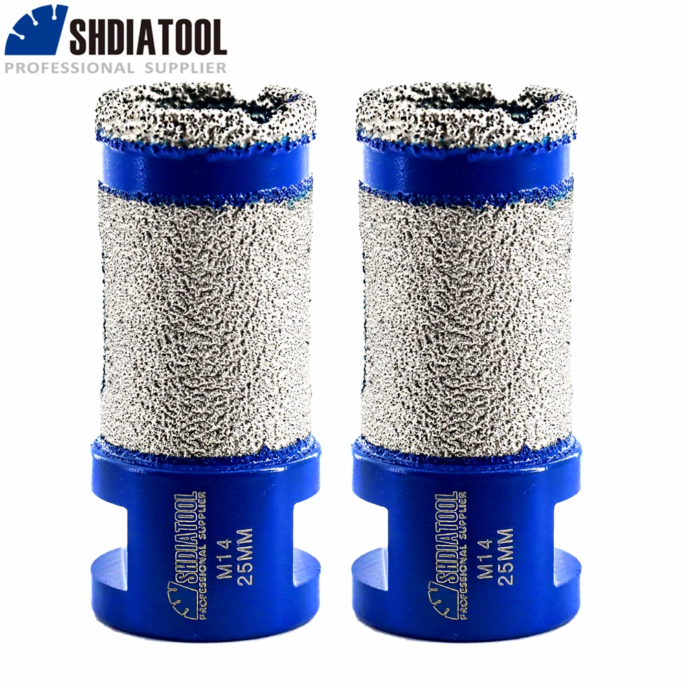 SHDIATOOL 2pcs Diamond Drilling Finger Milling Bits 25mm Ceramic Tile Granite Shaping Drilling Enlarge Bevel Holes M14 Thread