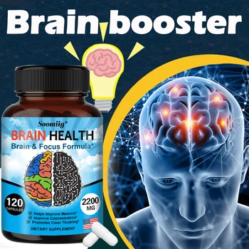 2200 mg Brain Booster with Vitamin B6, B12 supplement to support memory, mental clarity and immune system health. 1