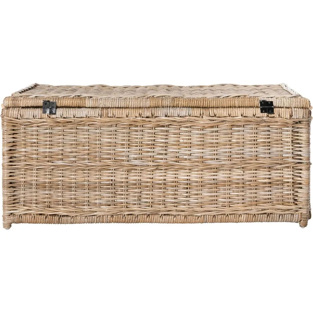 Wicker Storage Trunk, Collapsible for flat storage, Rattan-Kubusoft Gray, Coastal for Office Dorm Room-LivingRoom 6