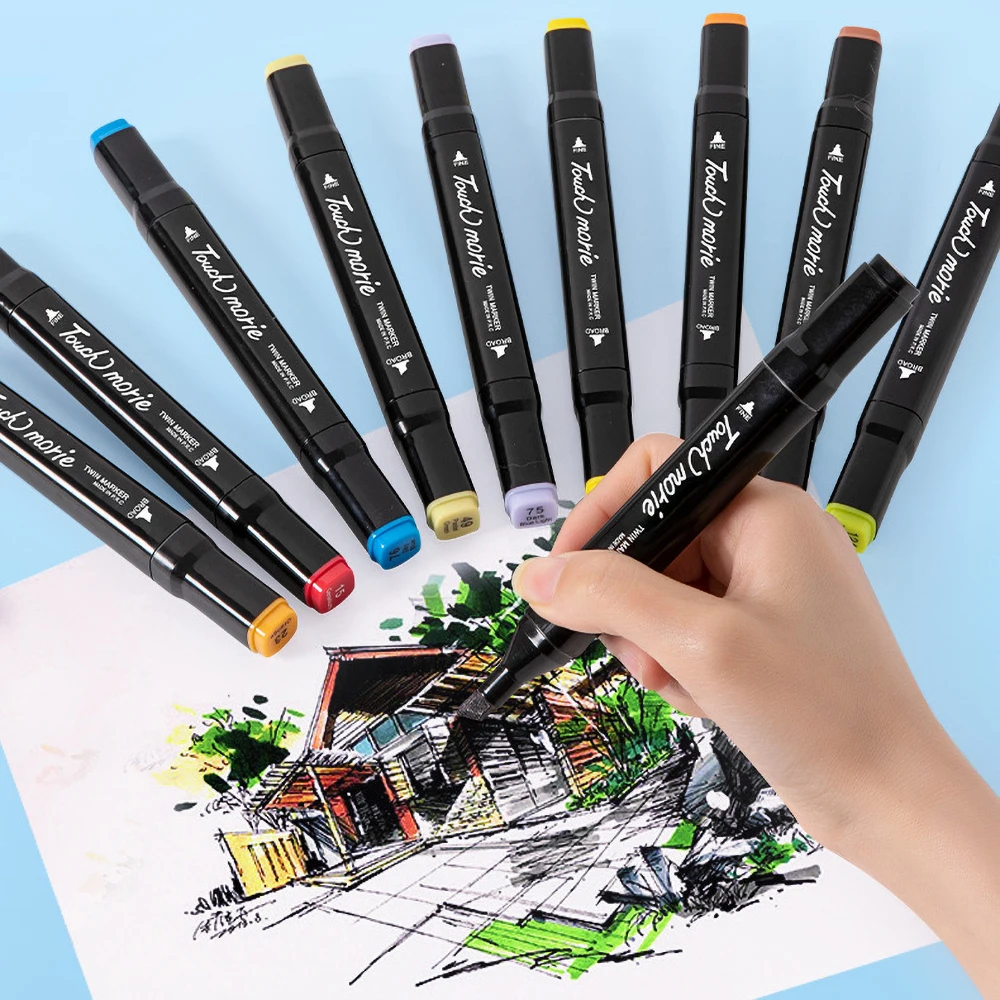 Set di Pennarelli a Doppia Punta 12-168 Colori per Studenti, Animazione, Manga, Disegno, Pittura, Forniture Artistiche Scolastiche - immagine 5