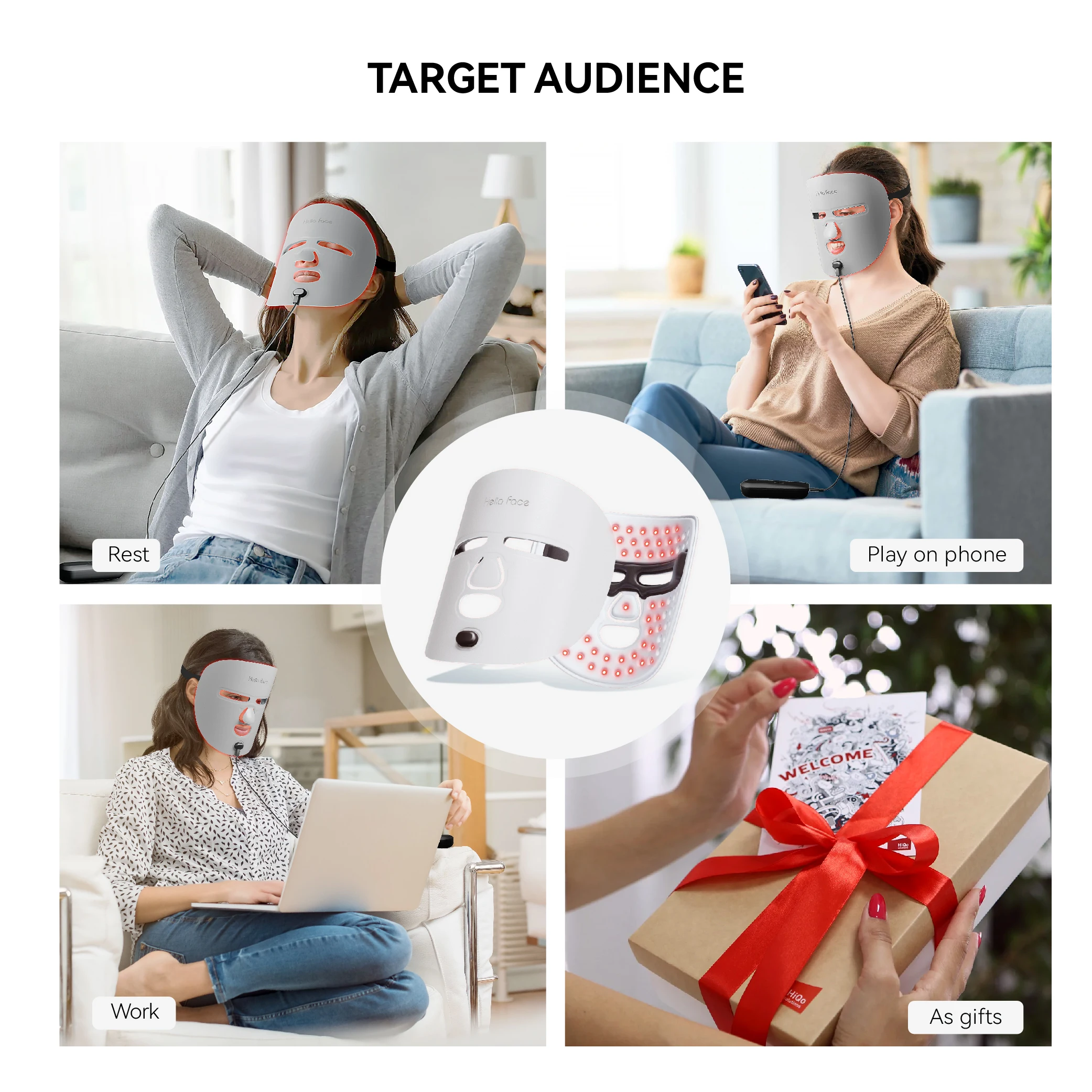 LED Face Mask 4 Colors 332 Beams Red Light Therapy Facial 850nm Near Infrared Light Mask Improve Deep Skin Layer Anti Acne Scars