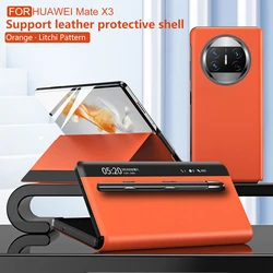 Leather Smart View Window Flip Cover with Touch Pen Slot for Huawei Mate X Series - Enhanced Protection (Orange)
