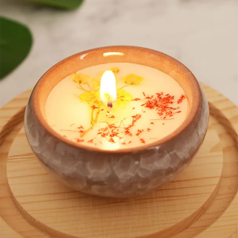 

Jinsha pottery crack porcelain cup dry flower fragrance candle hotel fragrance wedding return gift with hand gift fragrance gift