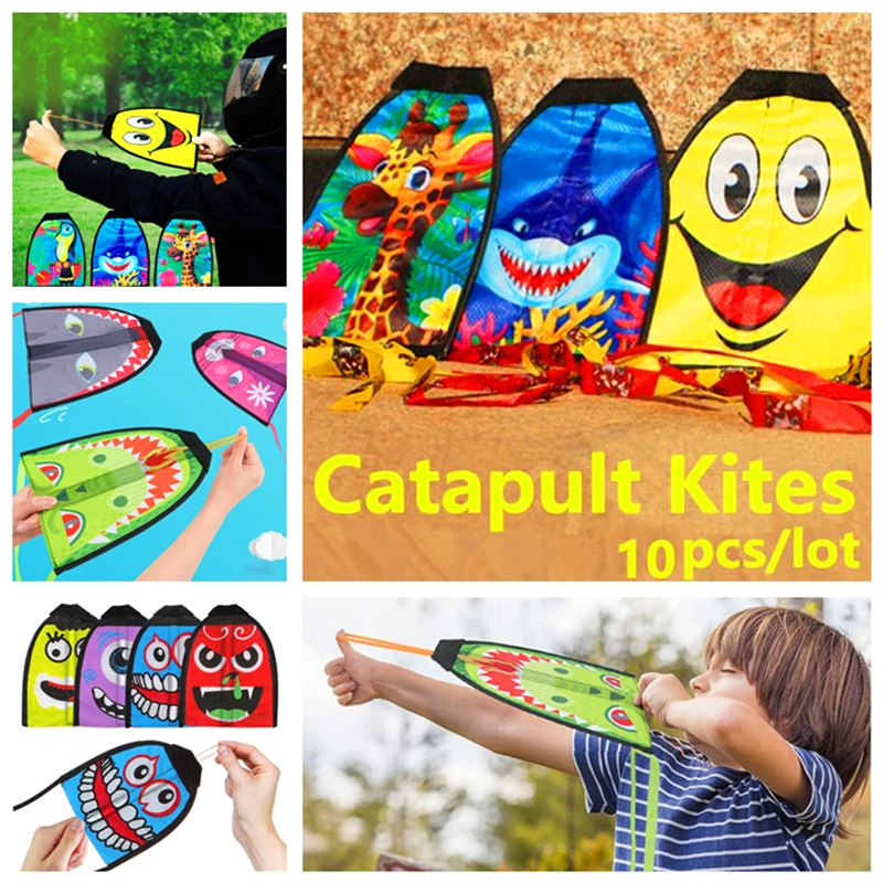 

free shipping 10pcs/lot catapult kites for kids fun factory outdoor toys for children flying windsock eagle bird kite wind kites
