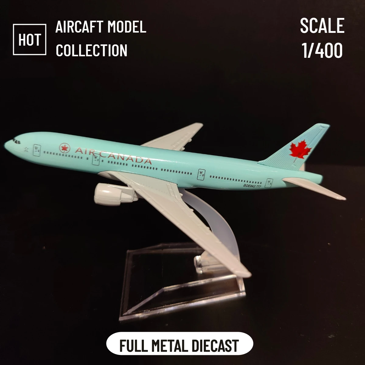 Scale 1:400 Metal Replica Air Canada B777 Airlines Airplane Diecast 15cm Miniature Xmas Gift Kids Room Decor Model Toys for Boys