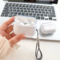 Clear Soft TPU Earphone Case for Airpods 4 3 2 1 Pro Pro2 Shockproof with Lanyard Strap for Airpods 4 Charging Case Cover 2
